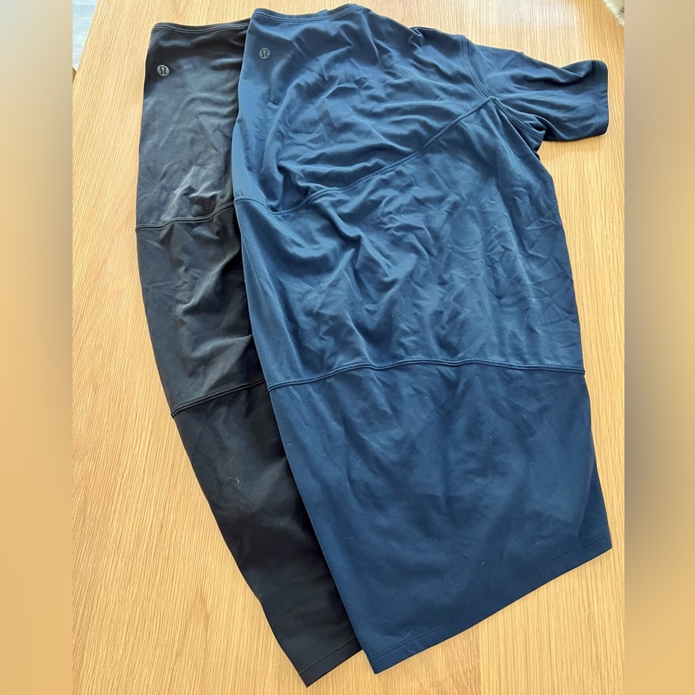2 Lululemon Back in Action Nulu shirts short sleeve size 6 navy and black